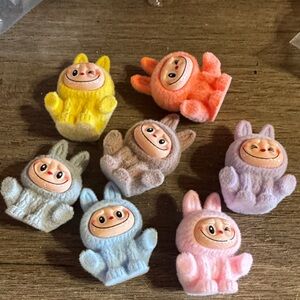 Set of 7 Flocked Labubu figurines